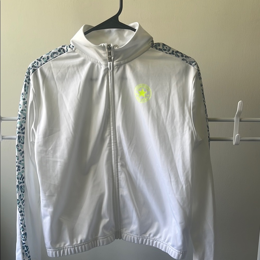 White Jacket with Leopard Print Accents